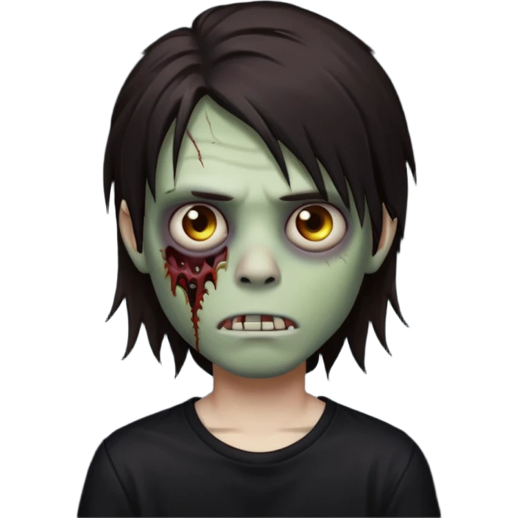 boy zombie with darkish brown long hair emo emoji