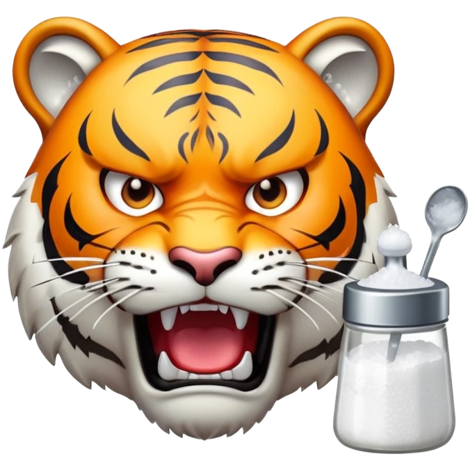 tiger face with salt shaker being salty for Twitch emote emoji