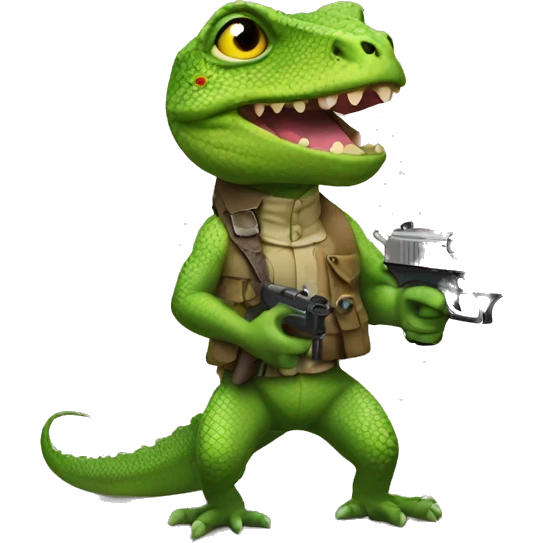 Lizard with gun emoji