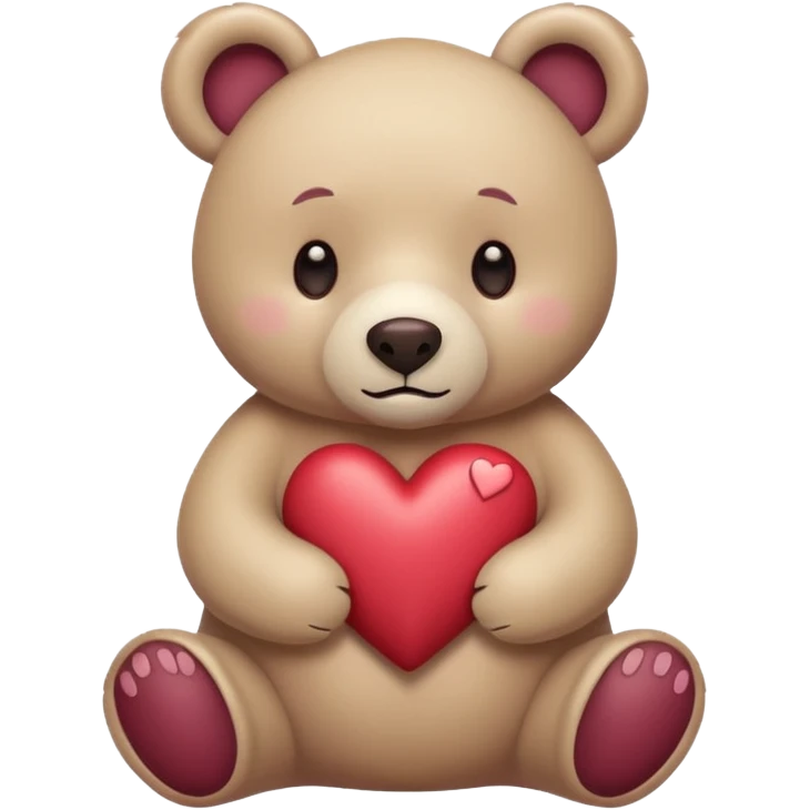 beige pastel bear with heart burgundy  emoji