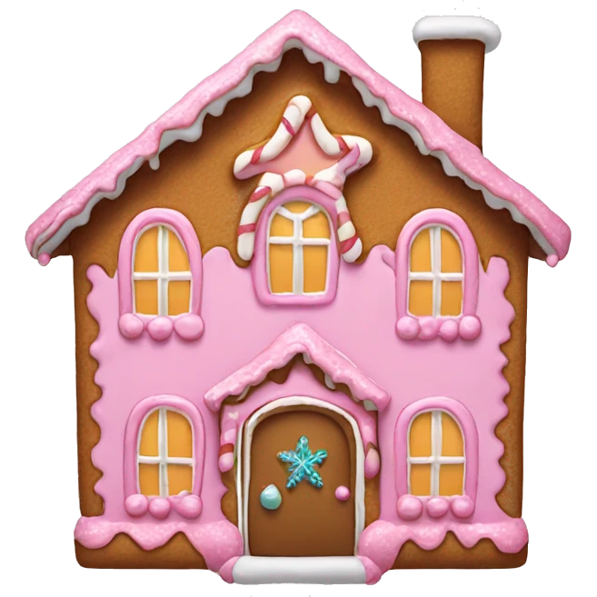 A pink gingerbread house emoji