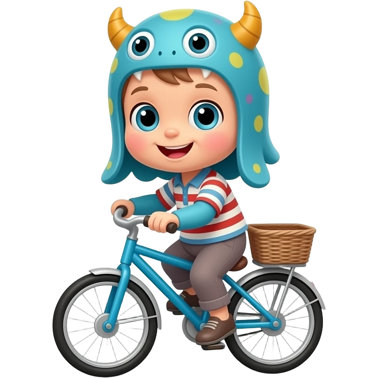 1000 Little monster And baby monster in the bike emoji