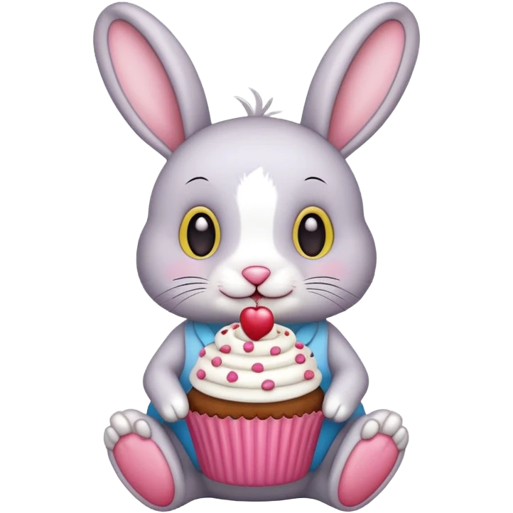 Rabbit with cupcake emoji