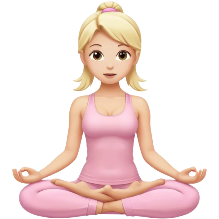 blonde yoga girl light pink clothes n emoji
