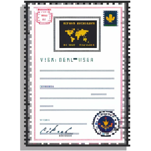 Visa document with official stamp emoji