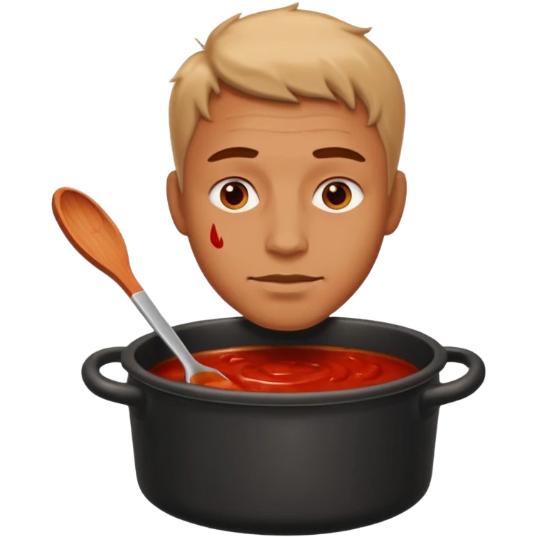 a man lost in a pot of sauce emoji