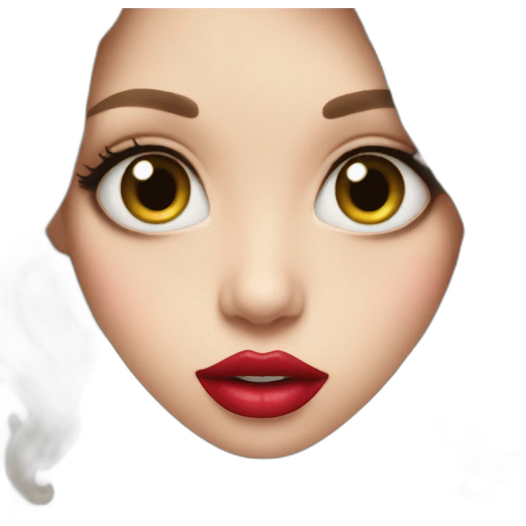 big eyes tiny lips with lipstick emoji