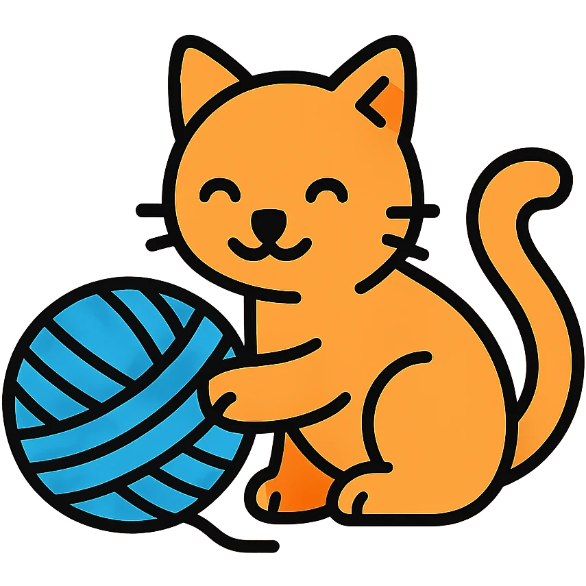 A cat playing with a ball of yarn emoji