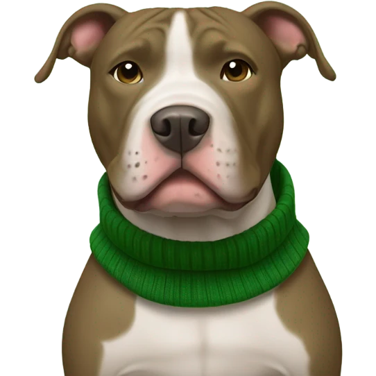 Pit bull Dog wearing a green turtleneck sweater emoji