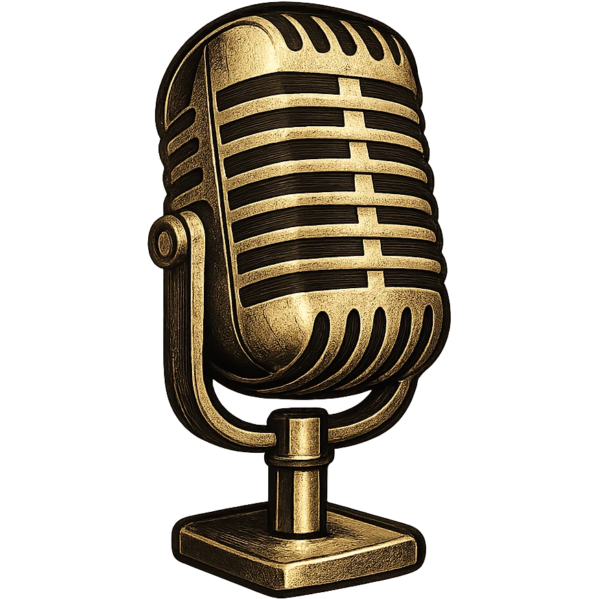 vintage style microphone icon, classic 1950s look, metallic details emoji