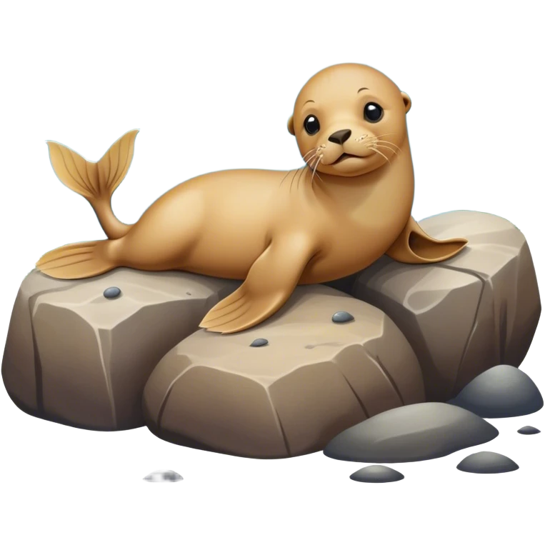 Baby sea lion with flippers the rocky shore emoji