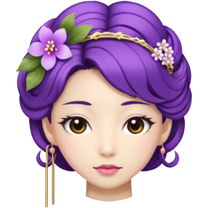 Japanese Princess with floral hairpin, purple emoji