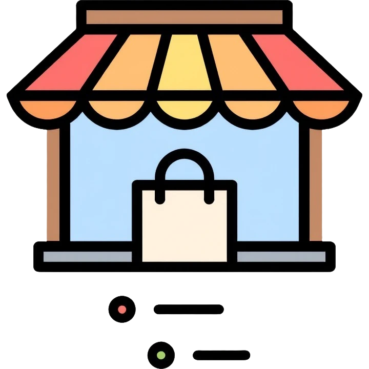 online shop storefront with shopping bag icon emoji