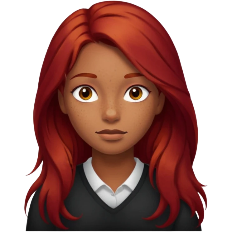 Girl with light brown skin and dark long red hair emoji