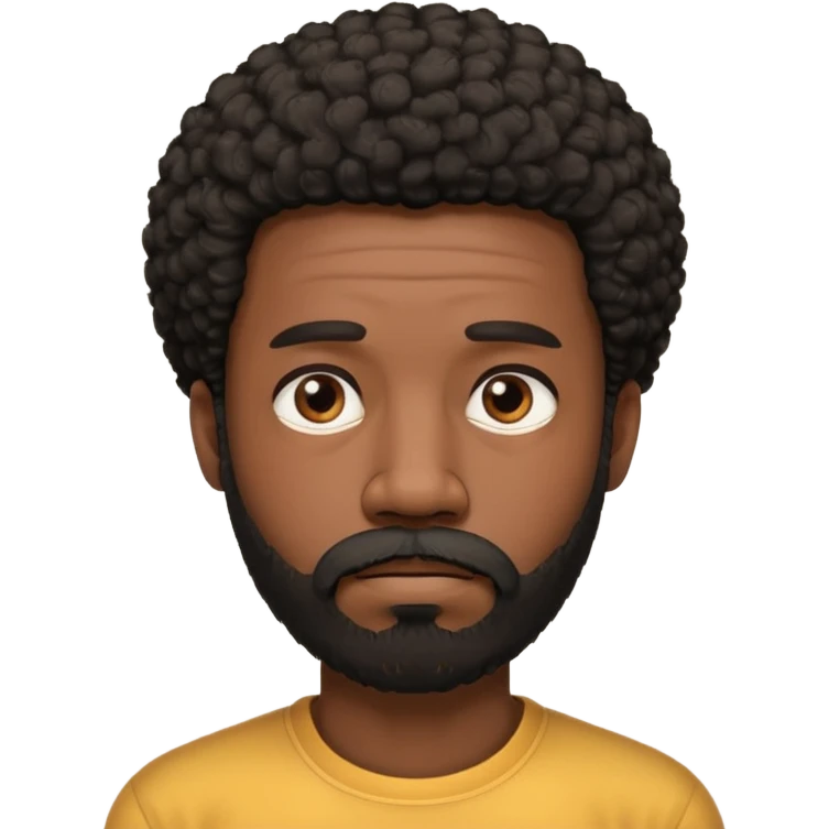 black man with beard, mustache, and short afro sad emoji