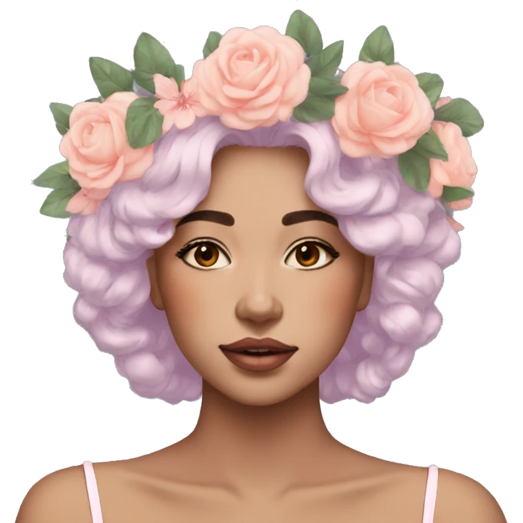 Gorgeous Pastel Lady with a flower crown aesthetic trending style emoji