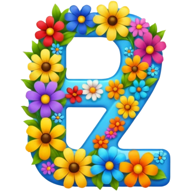 clear number 7 overflowing with prominent colorful flowers emoji
