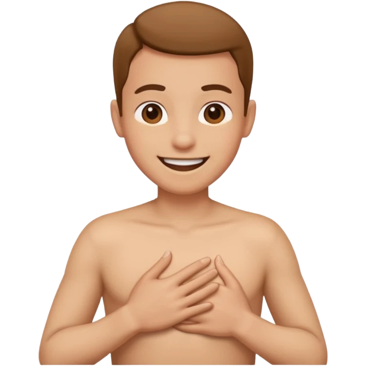 Persona mano al pecho sonriendo emoji