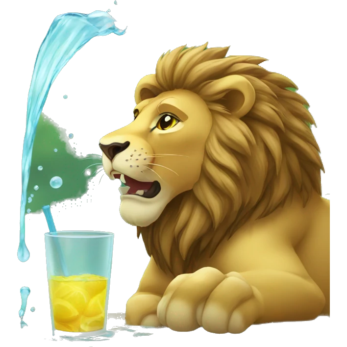 lion drink water emoji
