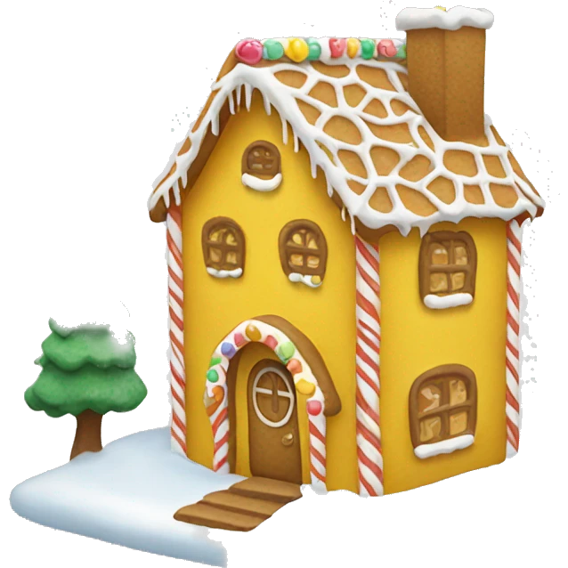 Cosy yellow gingerbread house  emoji