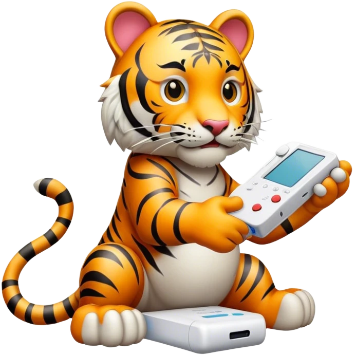 Tiger with Nintendo Wii emoji
