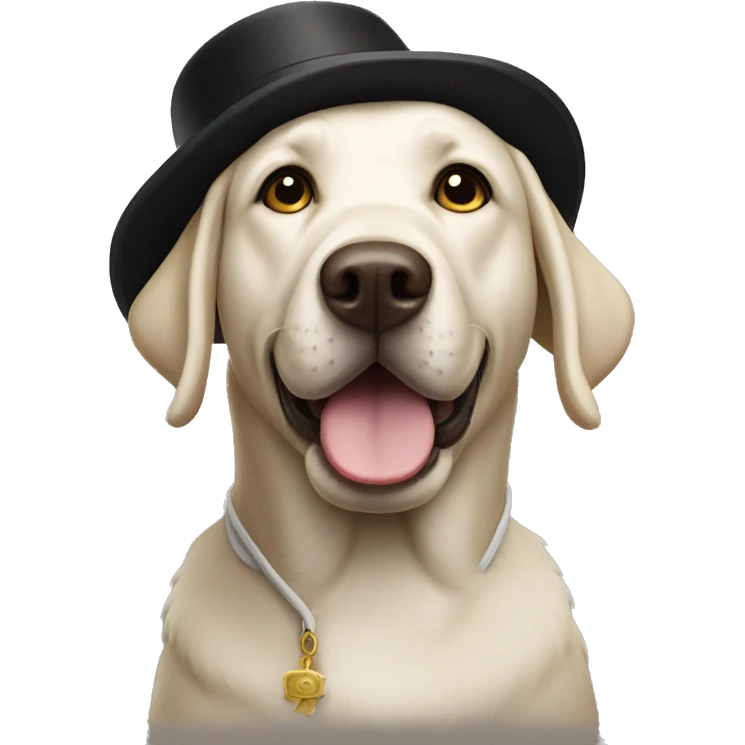 Black Labrador dressed up as pilgrim emoji