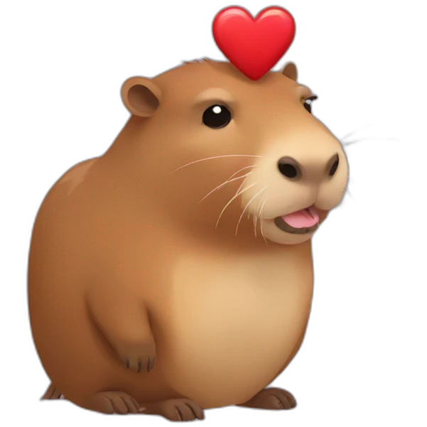 capybara holding a heart emoji