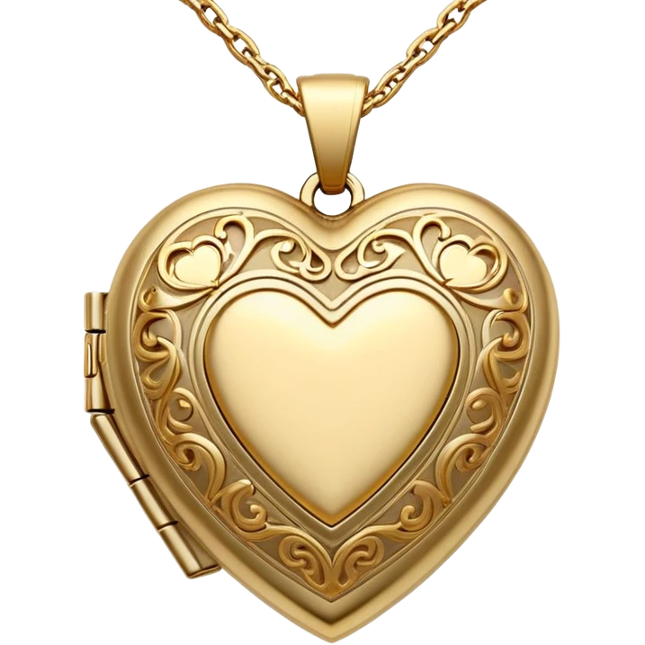 Dainty gold heart locket necklace with detailed designs  emoji