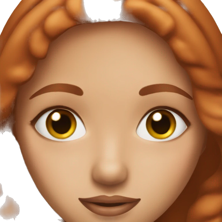 Hazel eyes girl with auburn hair doing skincare emoji