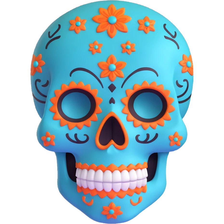 teal and orange sugar skull emoji