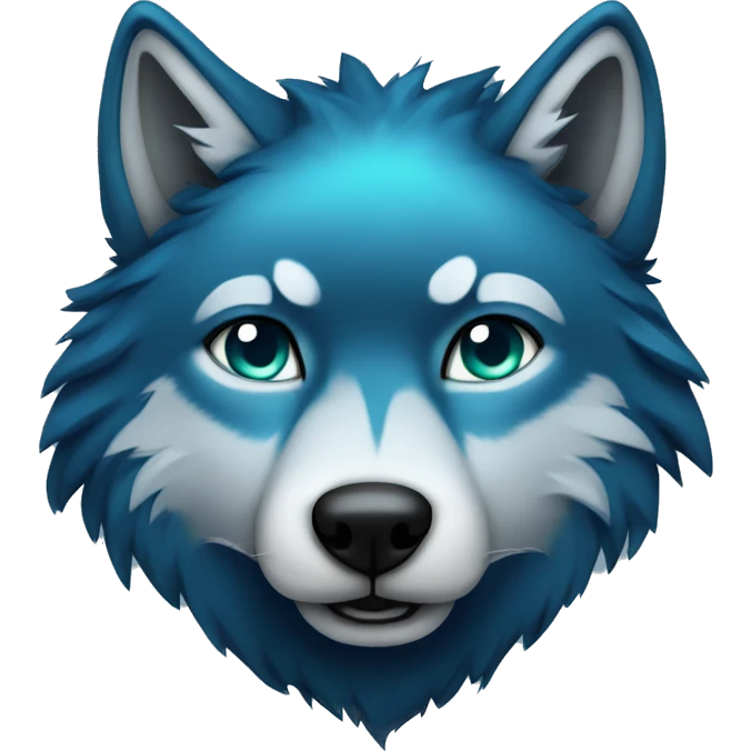 Wolf, Dark Blue fur with Aqua highlights emoji