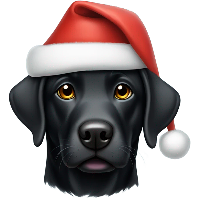 Black lab wearing Santa hat emoji
