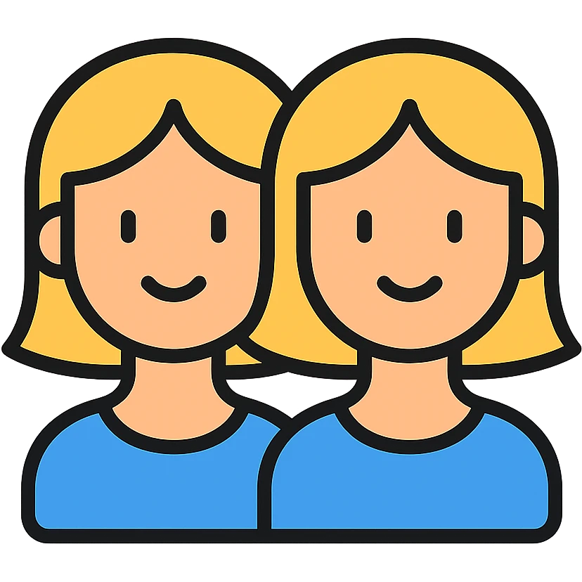 color outline icon of gemini twins, clean lines emoji