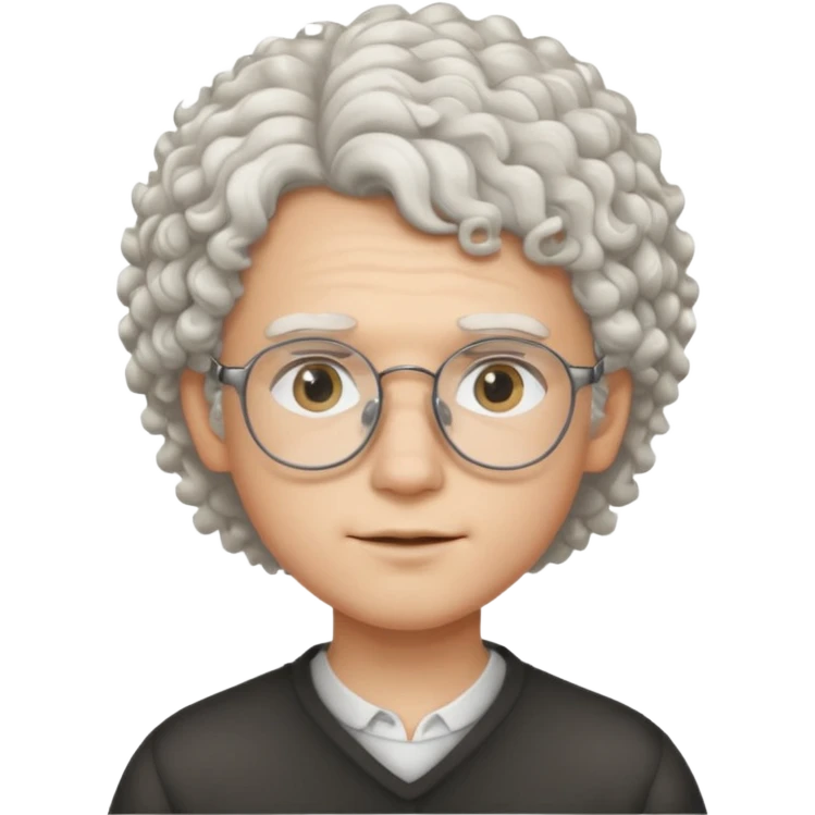 young slim face boy with curly white hair and glasses emoji