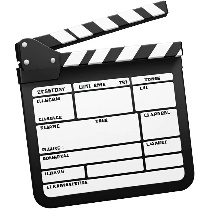 ultra minimal movie slate, simplified to basic shapes, iconic film clapperboard reduced to essential elements emoji
