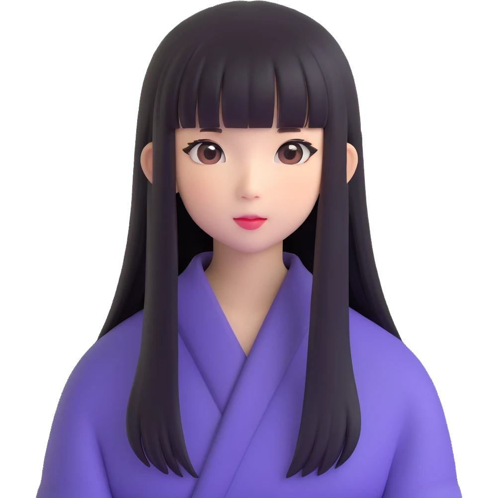 Japanese girl with straight bangs and long straight hair emoji