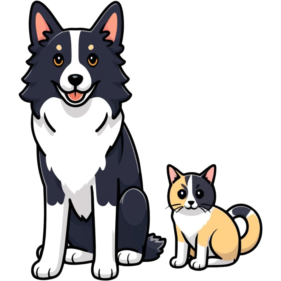 小边牧和小暹罗猫 emoji