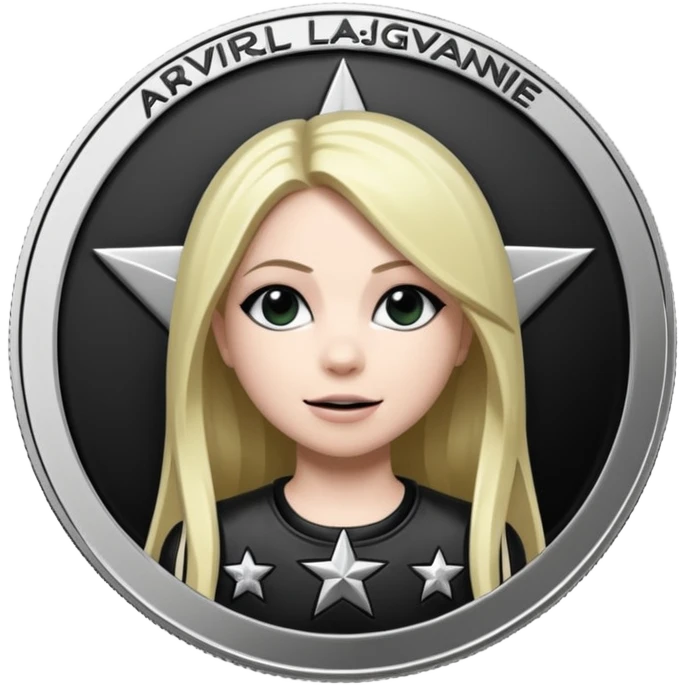 Avril Lavigne's black star silver coin emoji
