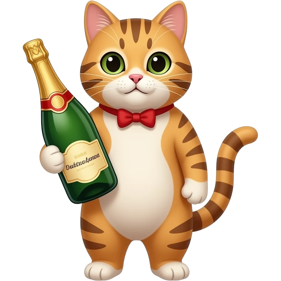 a cat holding a bottle of champagne surrounded by lightning emoji