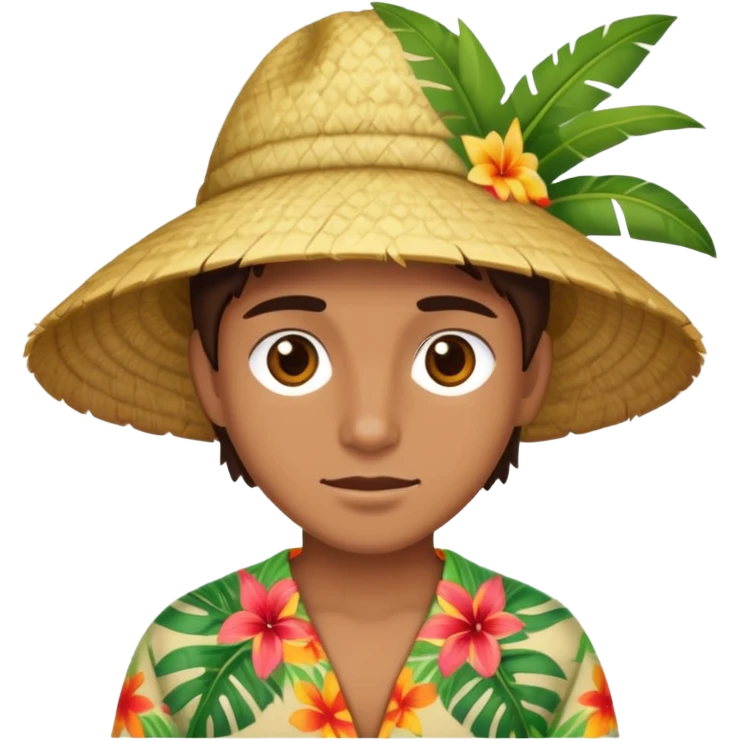 With a tropical background with clothes and brown eyes emoji