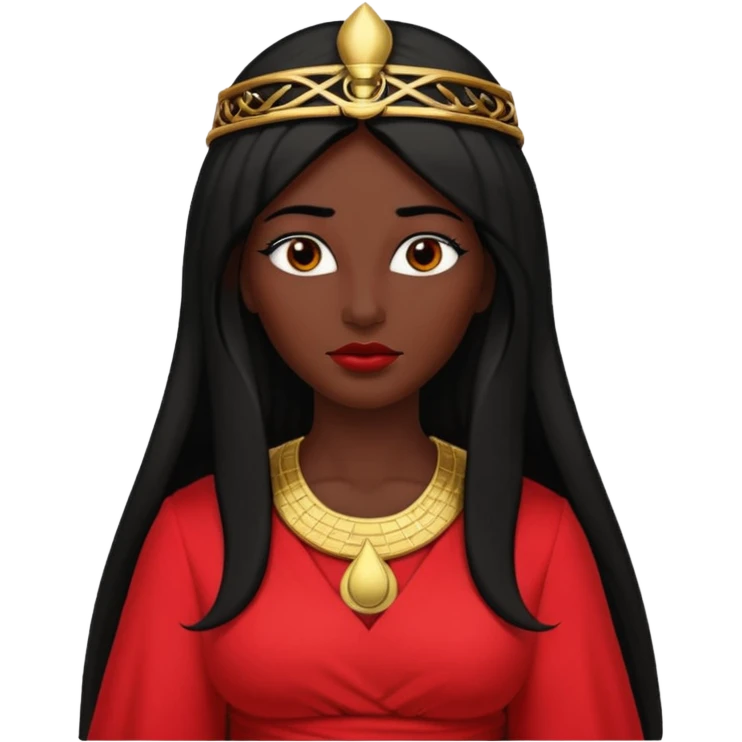 Isis, Mother of Gods from Gods and Goddesses with long black hair, red outfit emoji