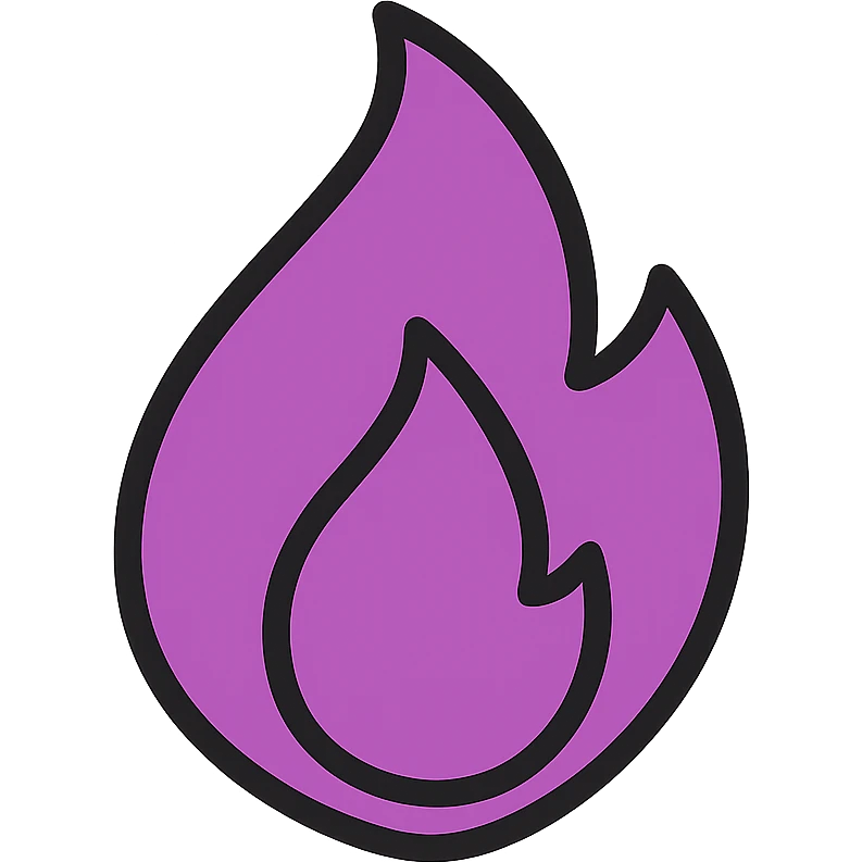 purple flame of fire icon with color outline emoji