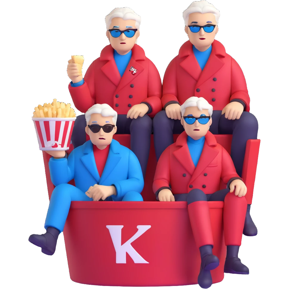 Dante and Vergil from Devil May Cry sitting together in a KFC family bucket, Dante in red coat, Vergil in blue coat, both with white hair emoji