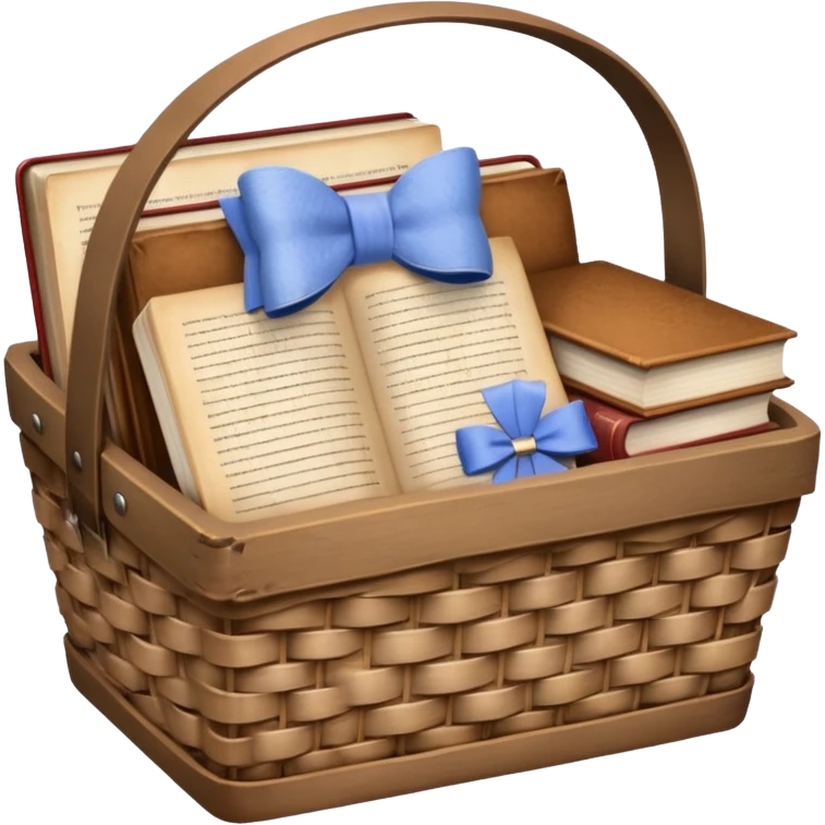 Basket with a Periwinkle bow and books emoji