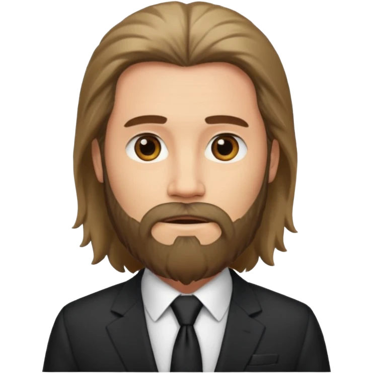 long haired bearded man with suit emoji