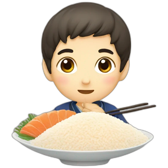 japanese boy eating rice emoji