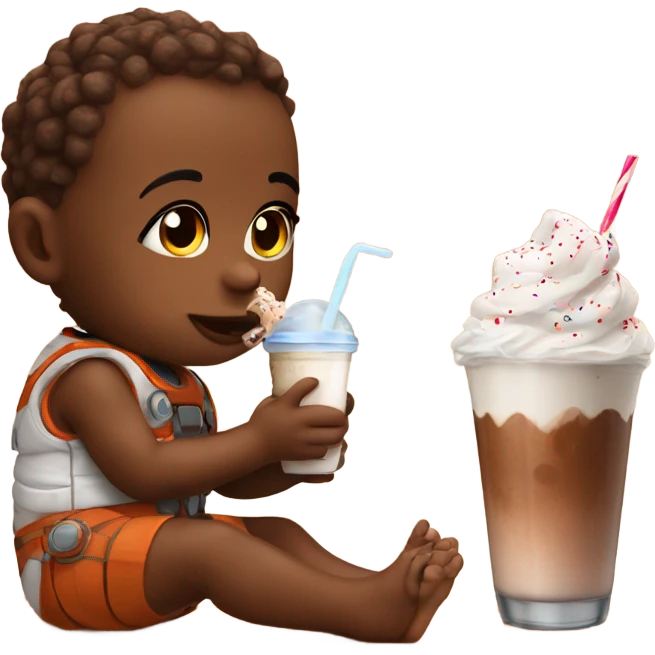 Baby drinking a milkshake on mars  emoji