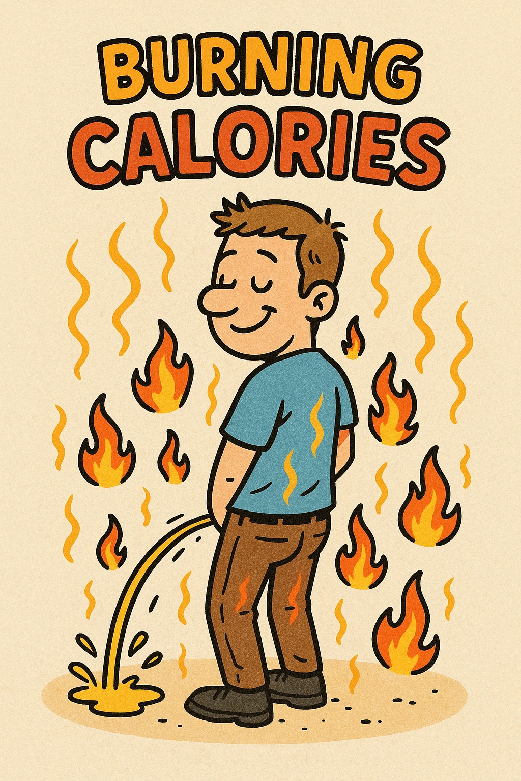 Uomo che fa Pipì, brucia calorie, come se fosse un termogenico  emoji