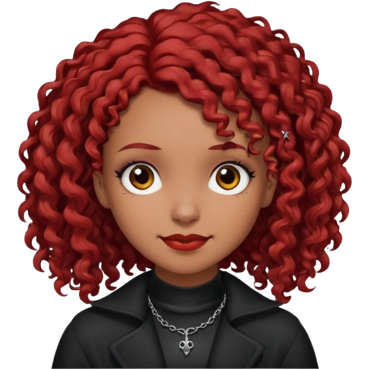 goth girl red hair cacheado médio pele parda, várias expressões  emoji