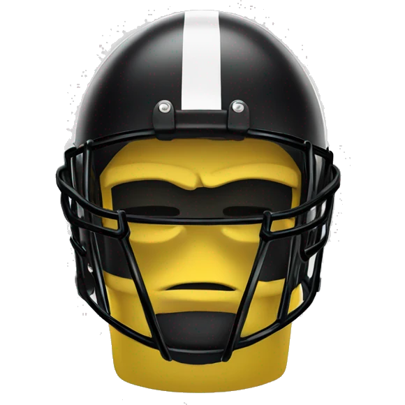 Black and yellow cyborg head with football helmet emoji